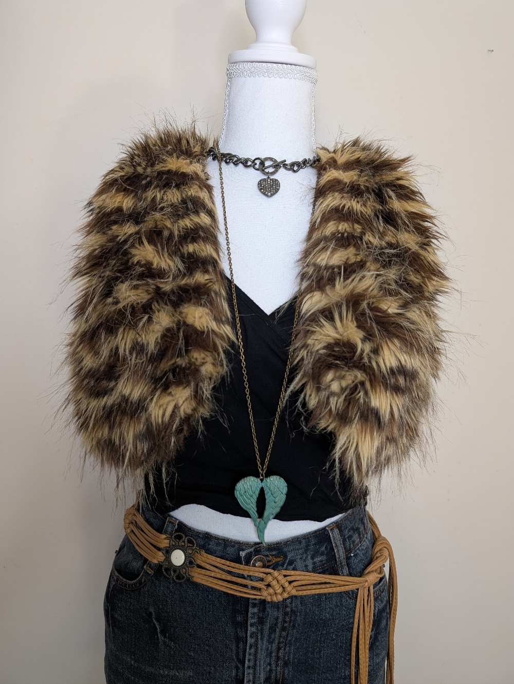 Forever 21 Faux Fur Shrug in Brown and Black